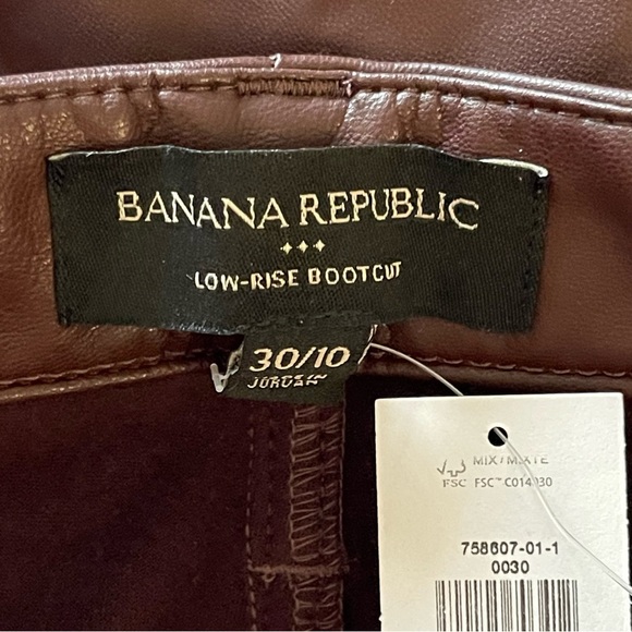 Banana Republic Faux Leather Low Rise Boot Cut Five Pocket Pant in Mocha Brown - Picture 5 of 8